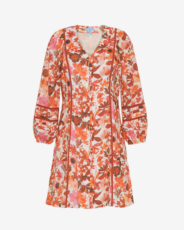 Gwen Long-Sleeve Dress in Botanical Garden