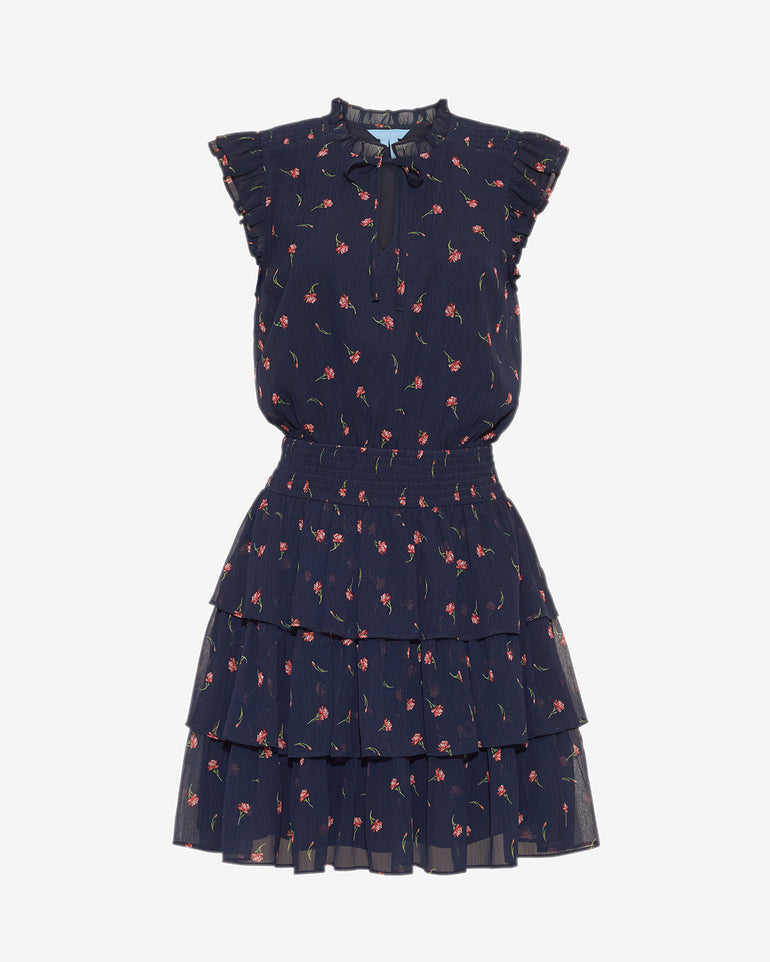 Alana Tiered Dress in Ditsy Autumn Flowers