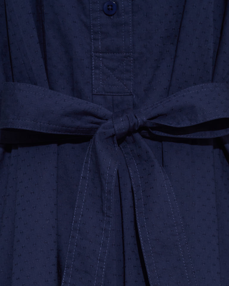 Ellie Pleated Shirtdress in Cotton Dobby