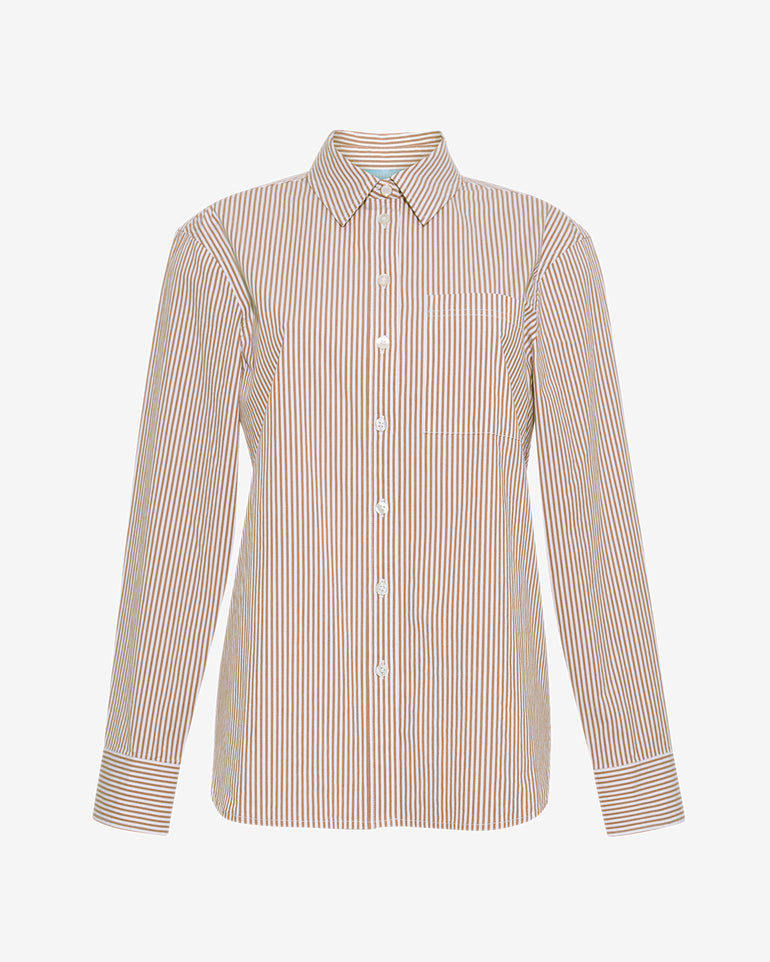 Long-Sleeve Button Down in Rust Stripe