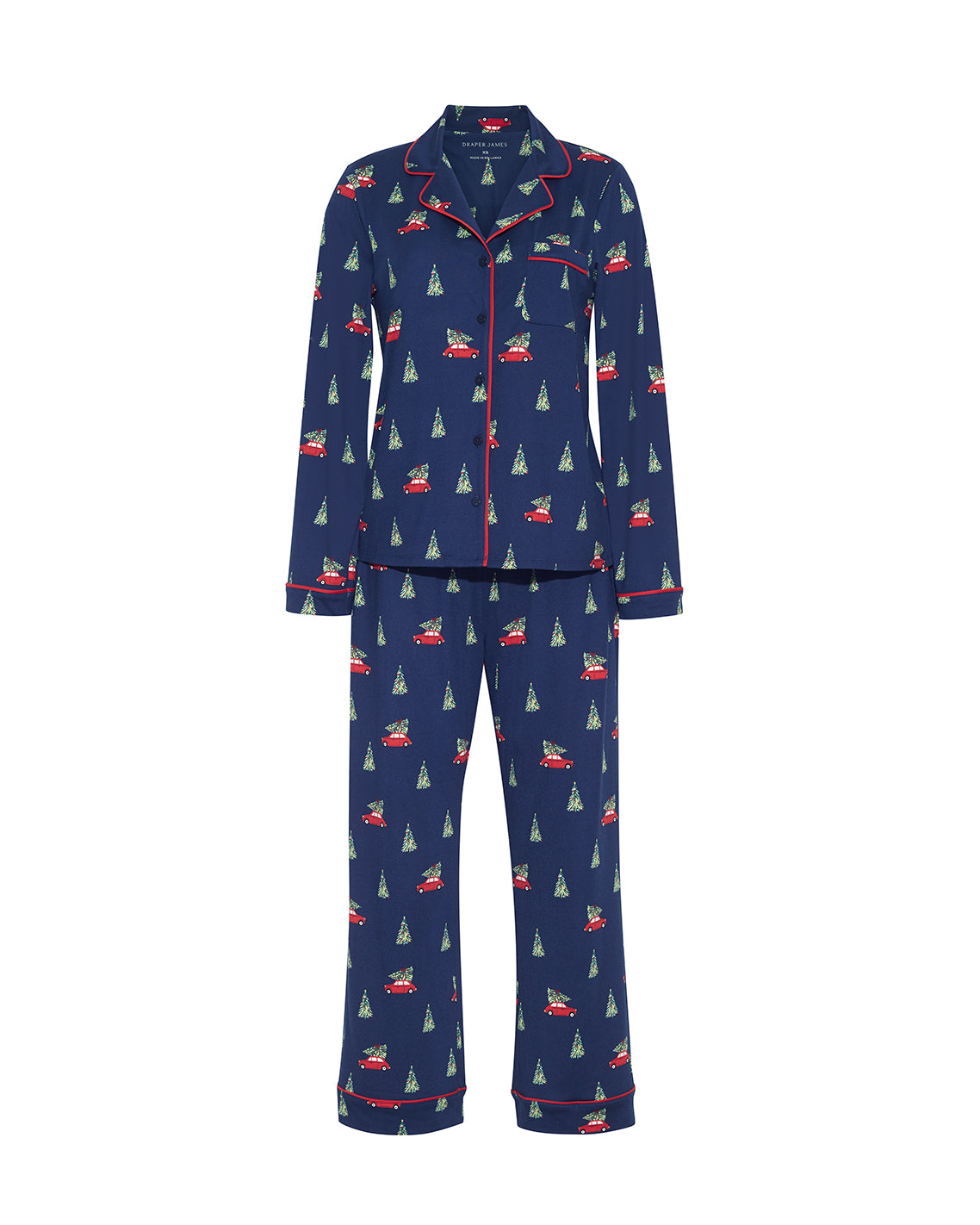 Linda Long-Sleeve Pajama Set in Holiday Trees