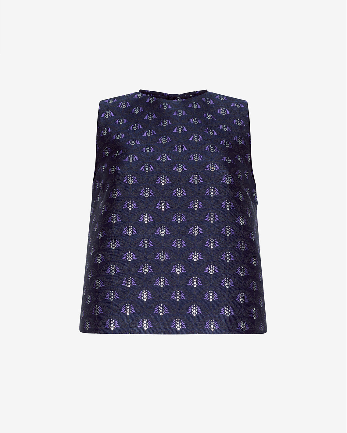 Sleeveless Top in Fan Floral Jacquard