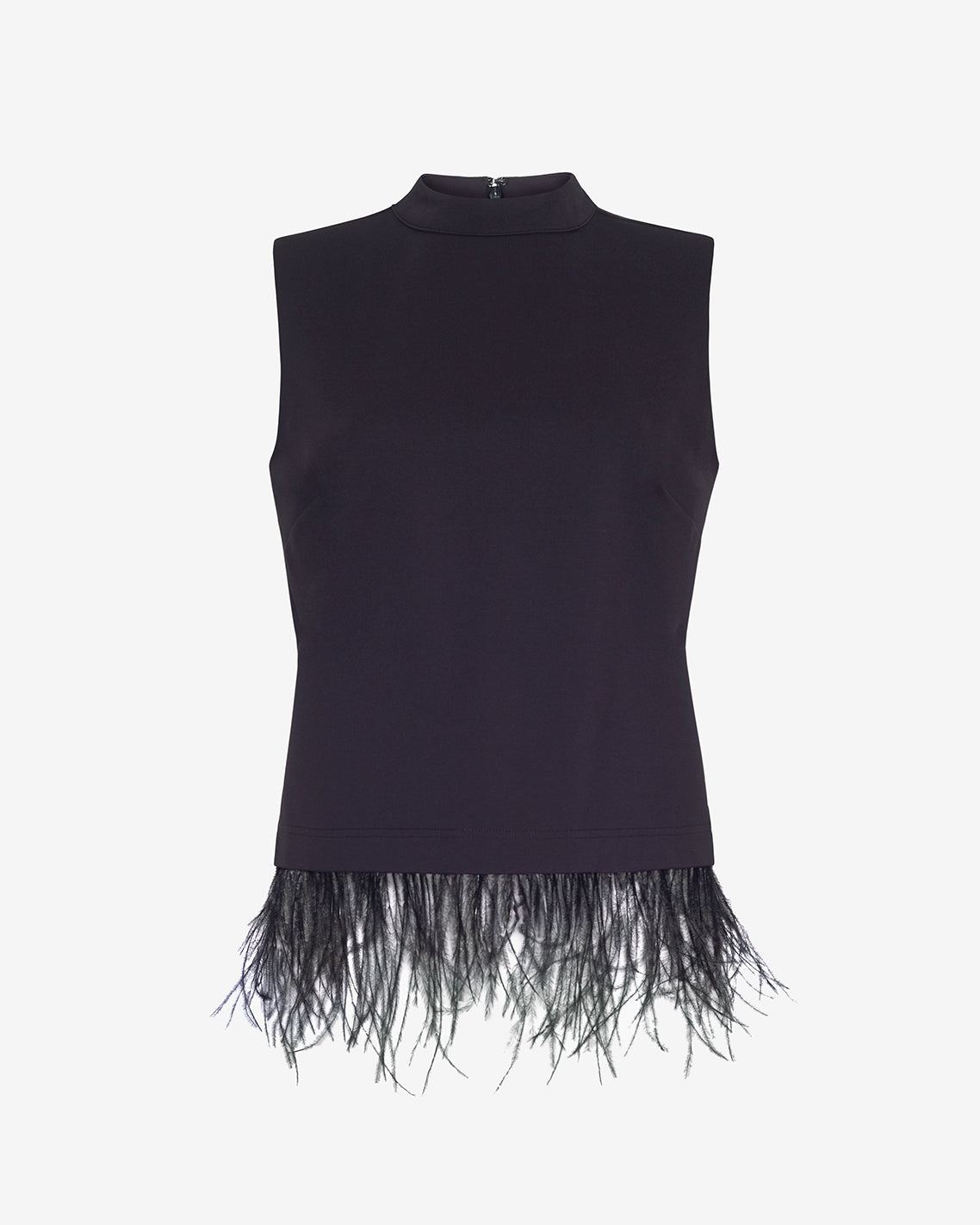 Sleeveless Top with Feather Trim