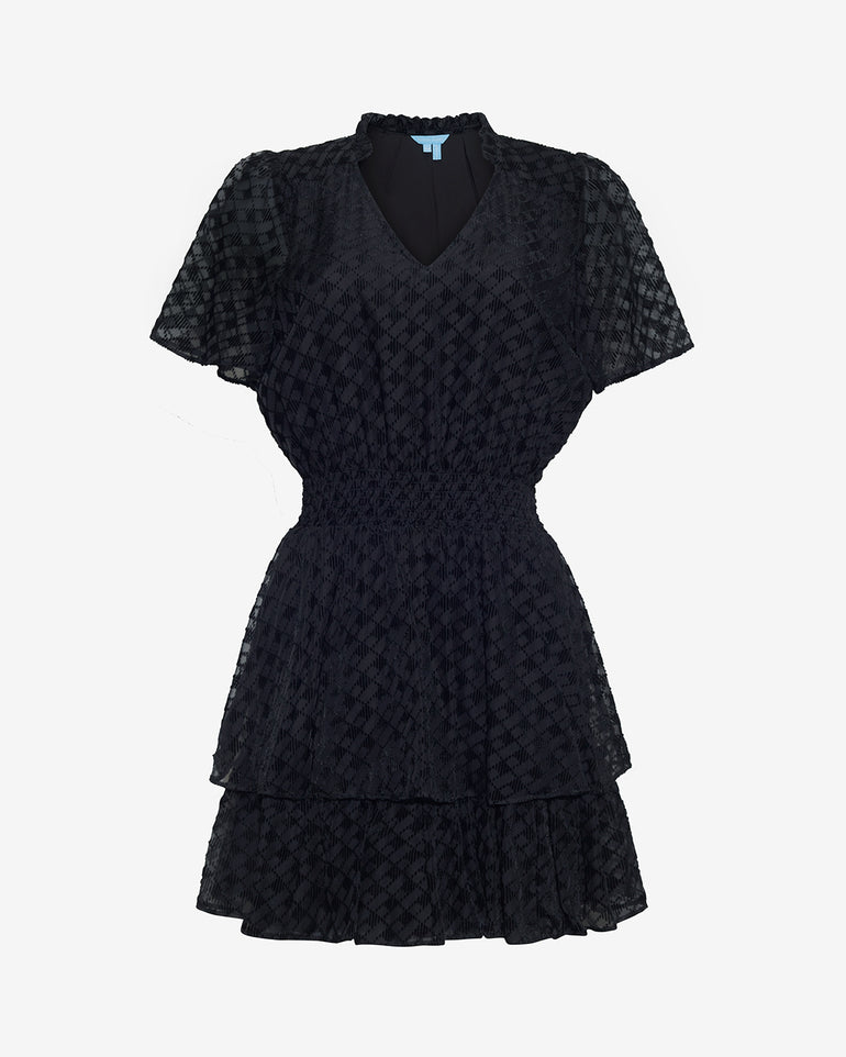 Alana Tiered Mini Dress in Velvet Burnout