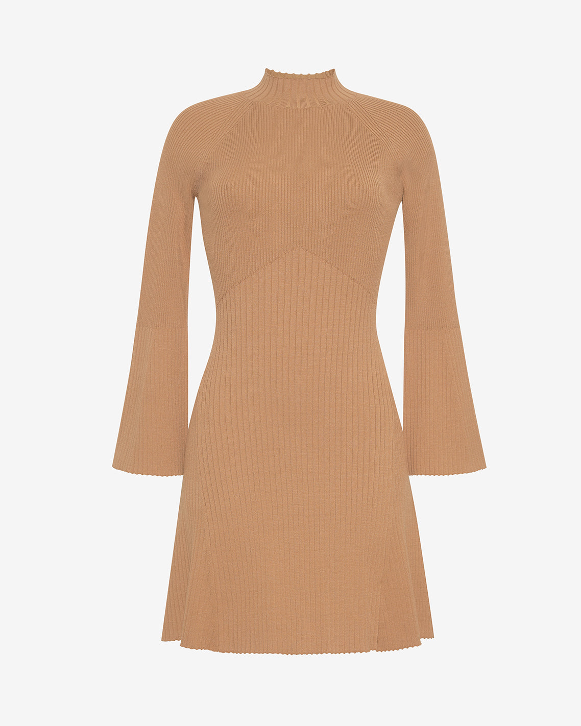 Lennox Mockneck Ribbed Knit Dress in Chestnut