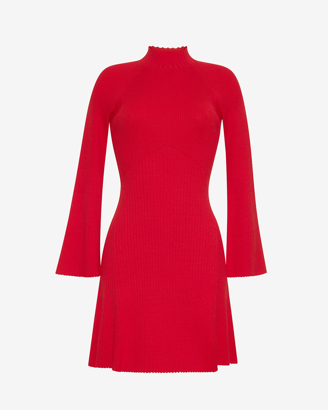 Lennox Mockneck Ribbed Knit Dress in Red