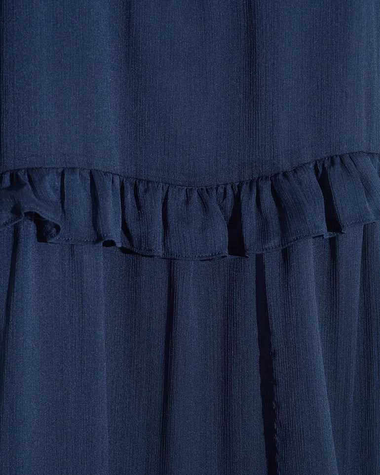 Frannie Ruffle Mini Dress in Baritone Blue
