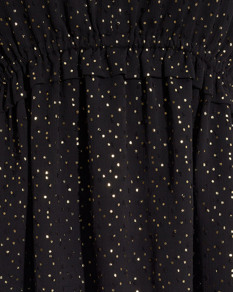 Leah Long-Sleeve Mini Dress in Foil Dot