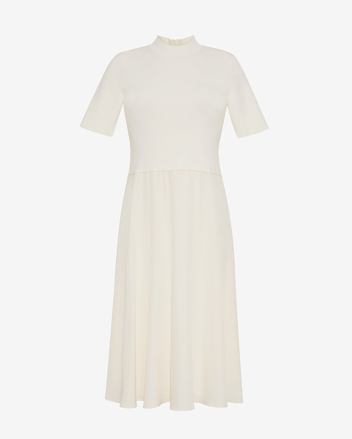 Ava Mixed Media Midi Dress in Frosted