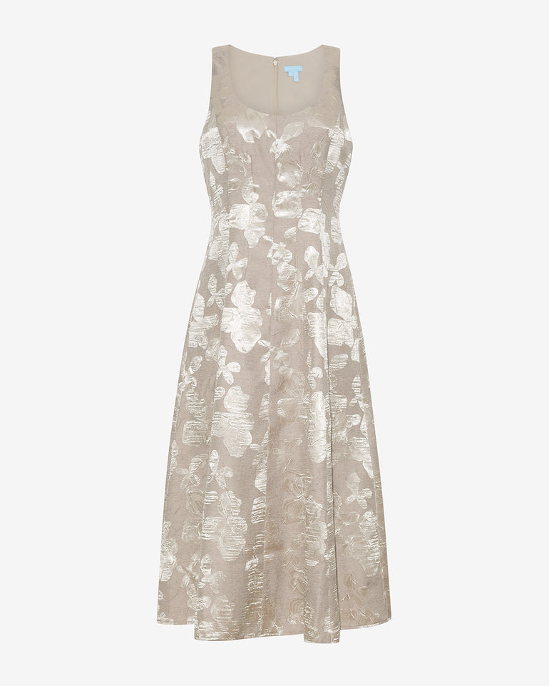 Delia Midi Dress in Jacquard