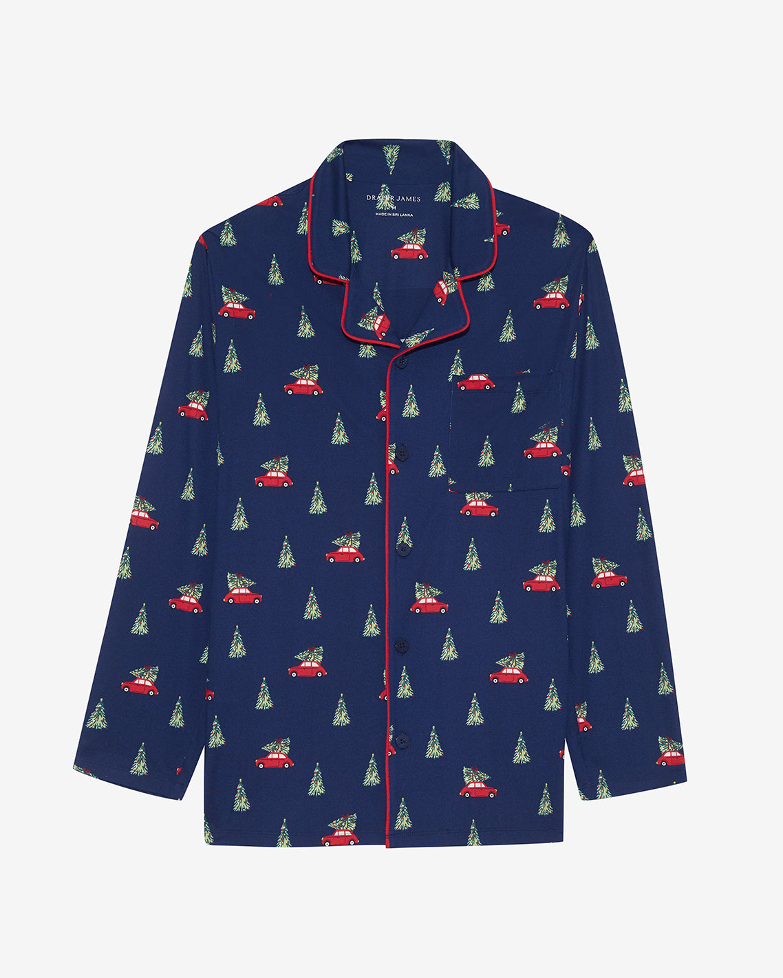 Men's Long-Sleeve Pajama Set in Holiday Trees