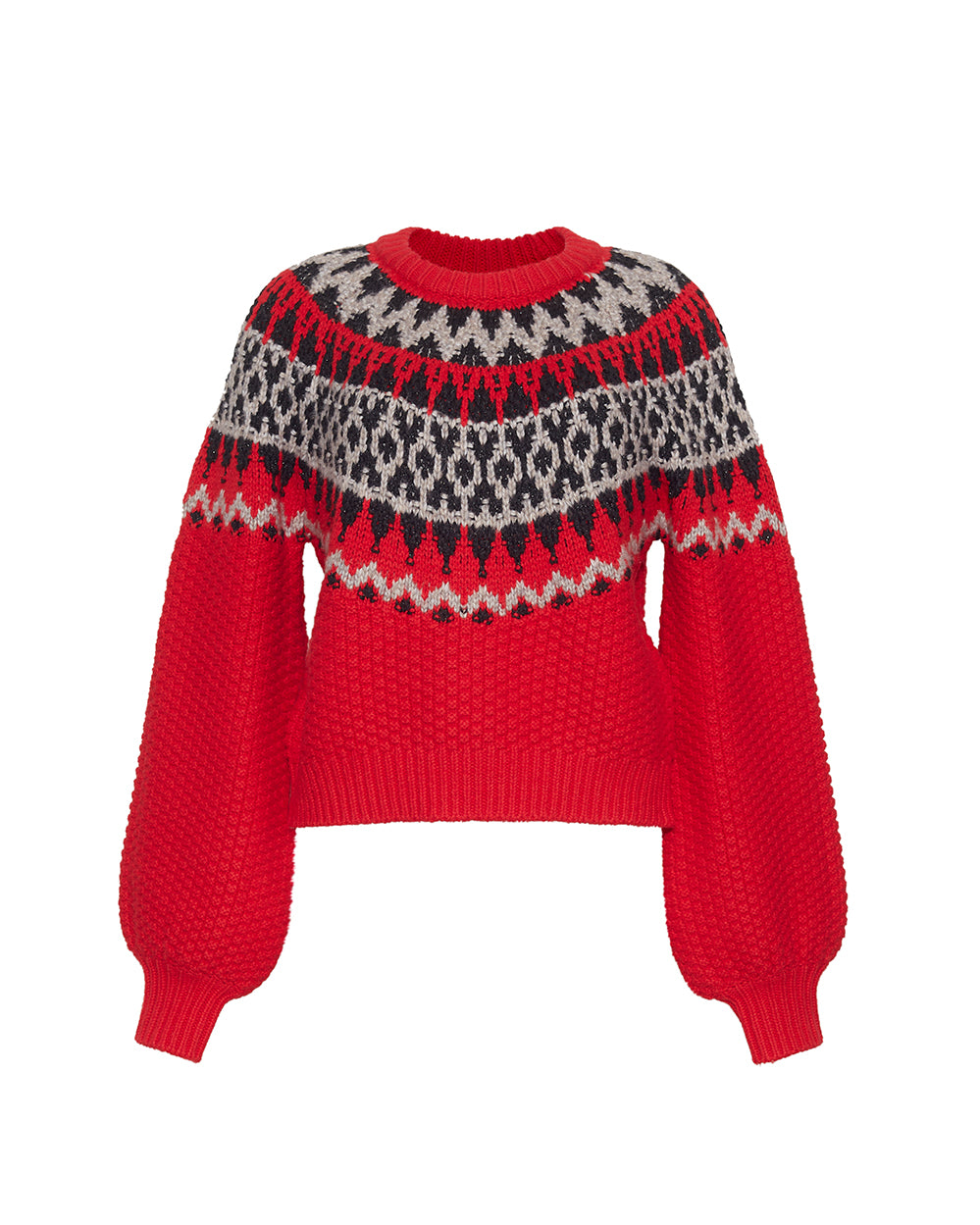 Fairisle Sweater in Lipstick Red Multi