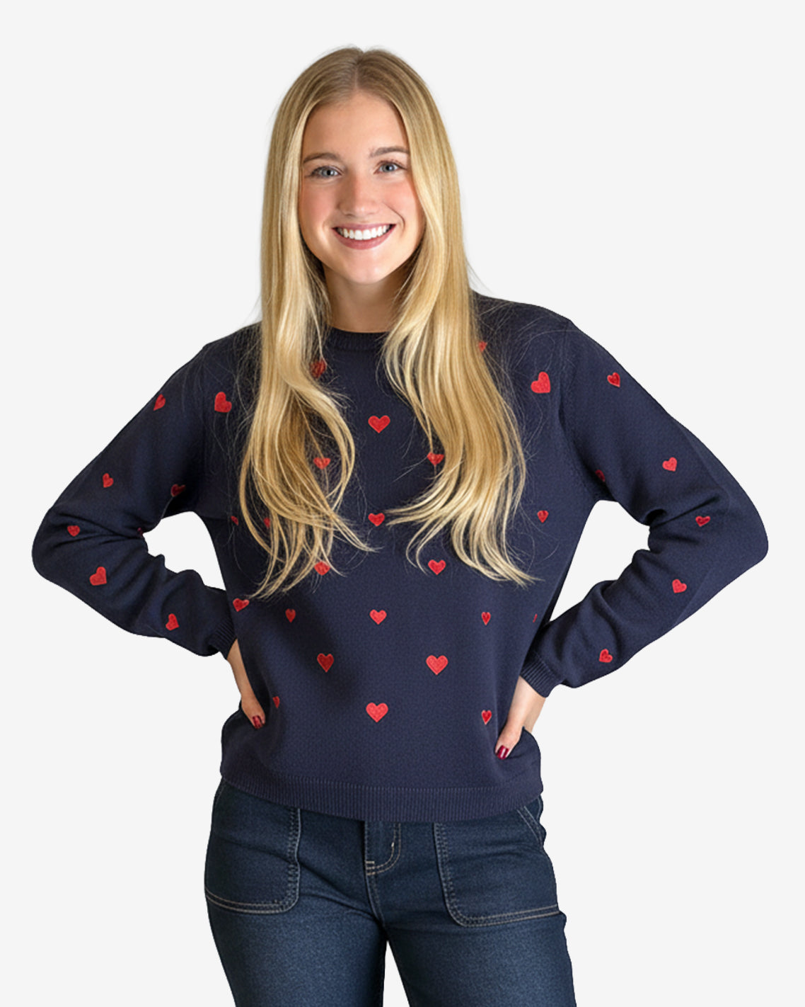 Ditsy Heart Crewneck Sweater