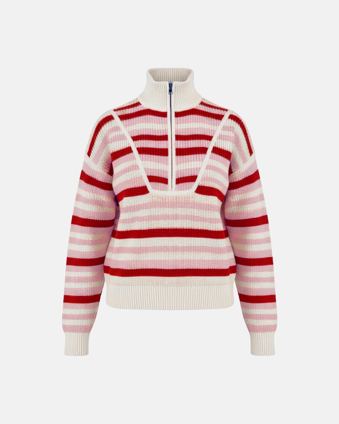 Quarter Zip Sweater in Mixed Stripe