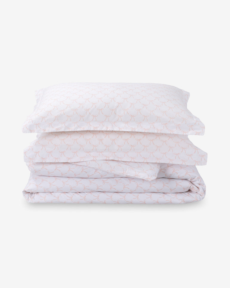 Jamie Bow Cotton Percale Duvet Set