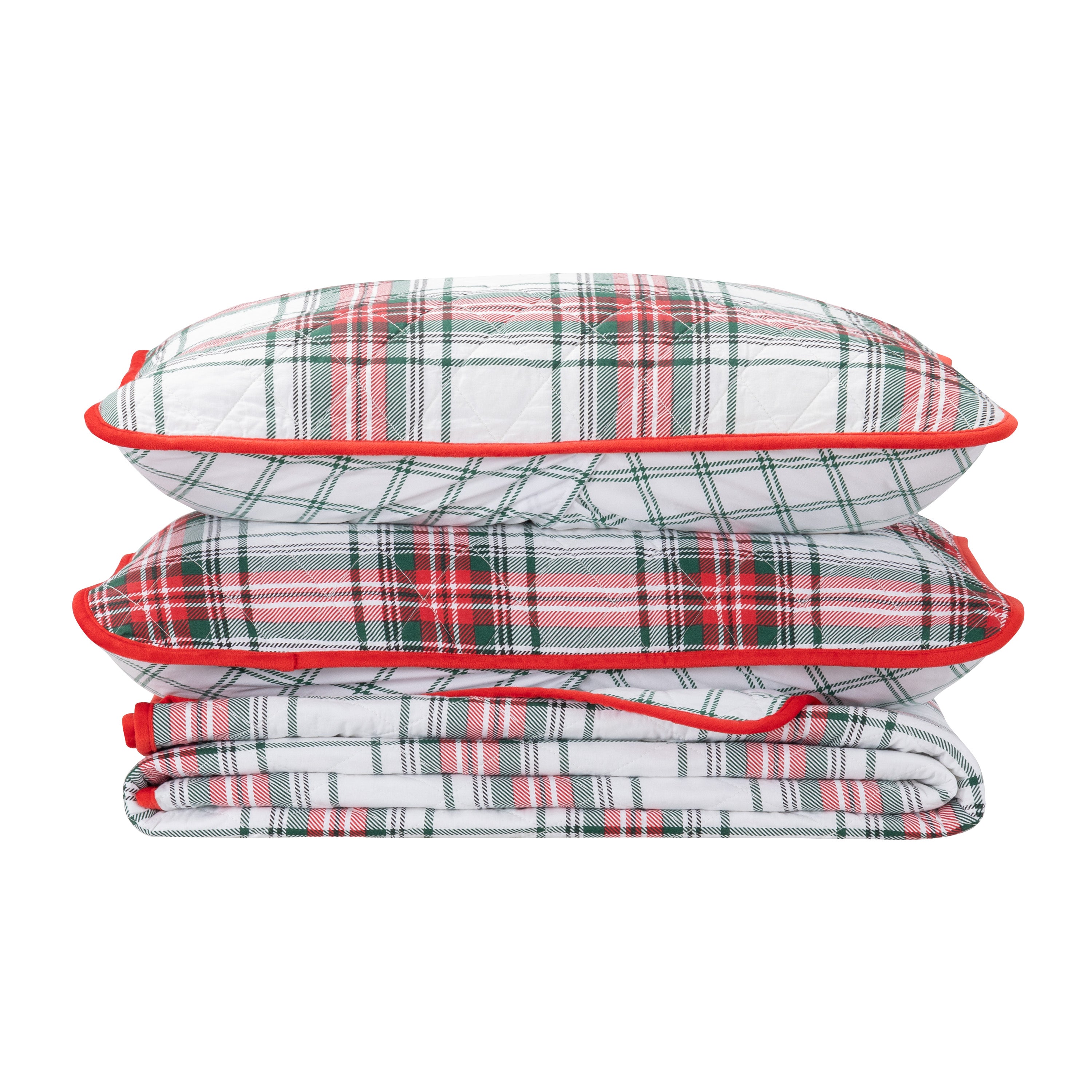 Printed Cotton Holiday Plaid Quilt