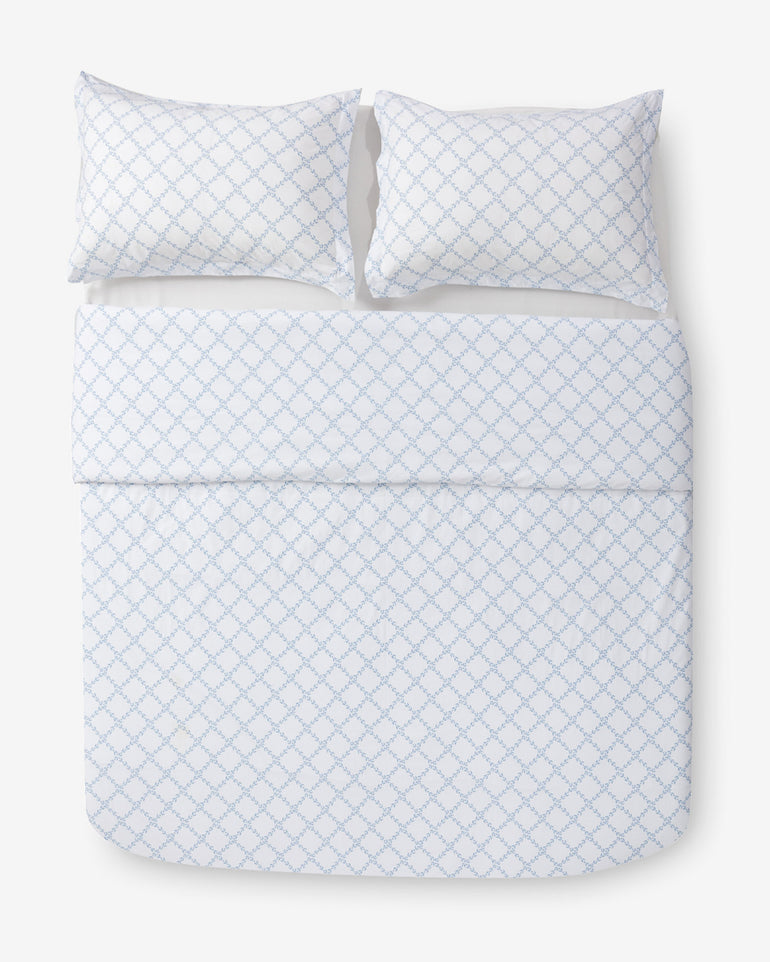 Amy Lattice Cotton Percale Duvet Set