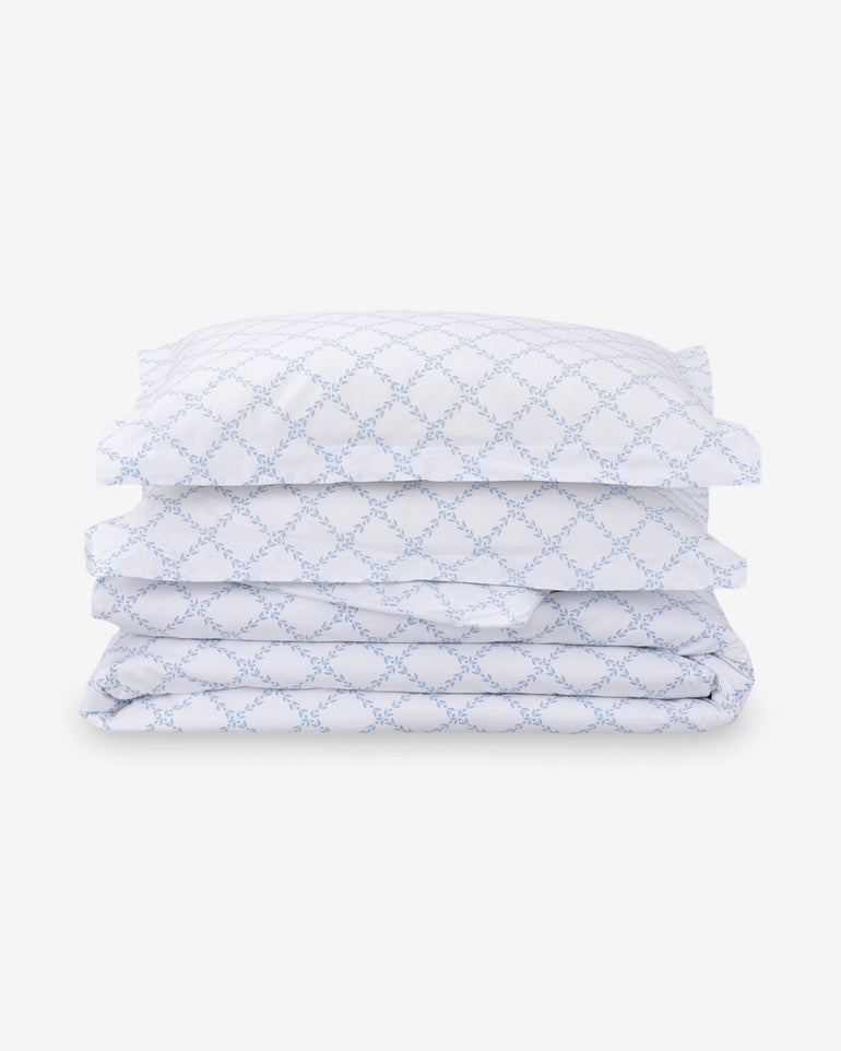 Amy Lattice Cotton Percale Duvet Set