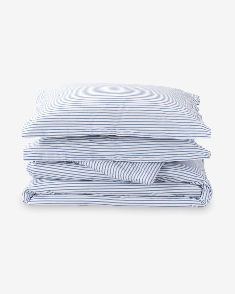 Amy Stripe Cotton Percale Duvet Set