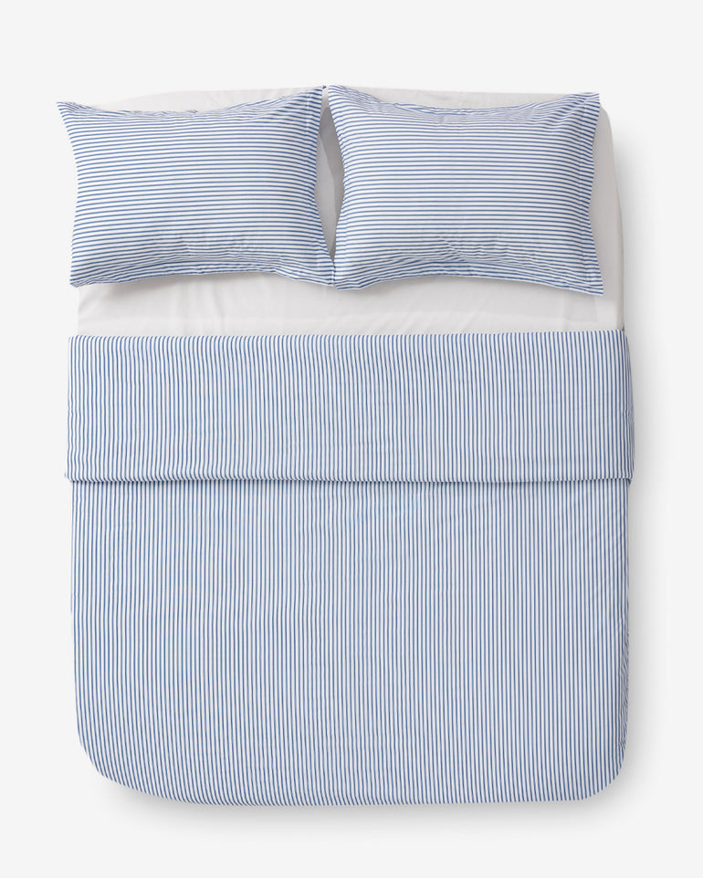 Amy Stripe Cotton Percale Duvet Set
