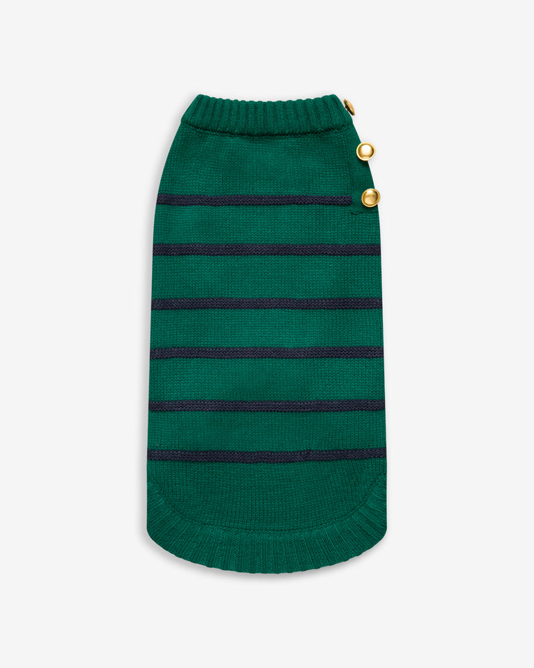 Green Side Henley Striped Sweater