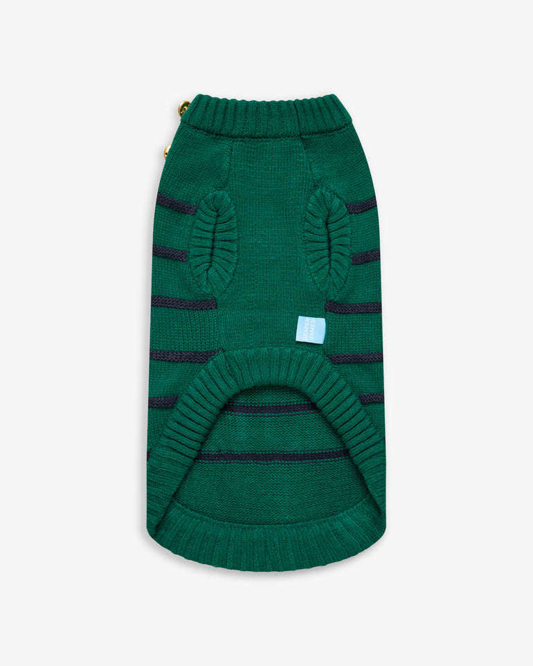 Green Side Henley Striped Sweater