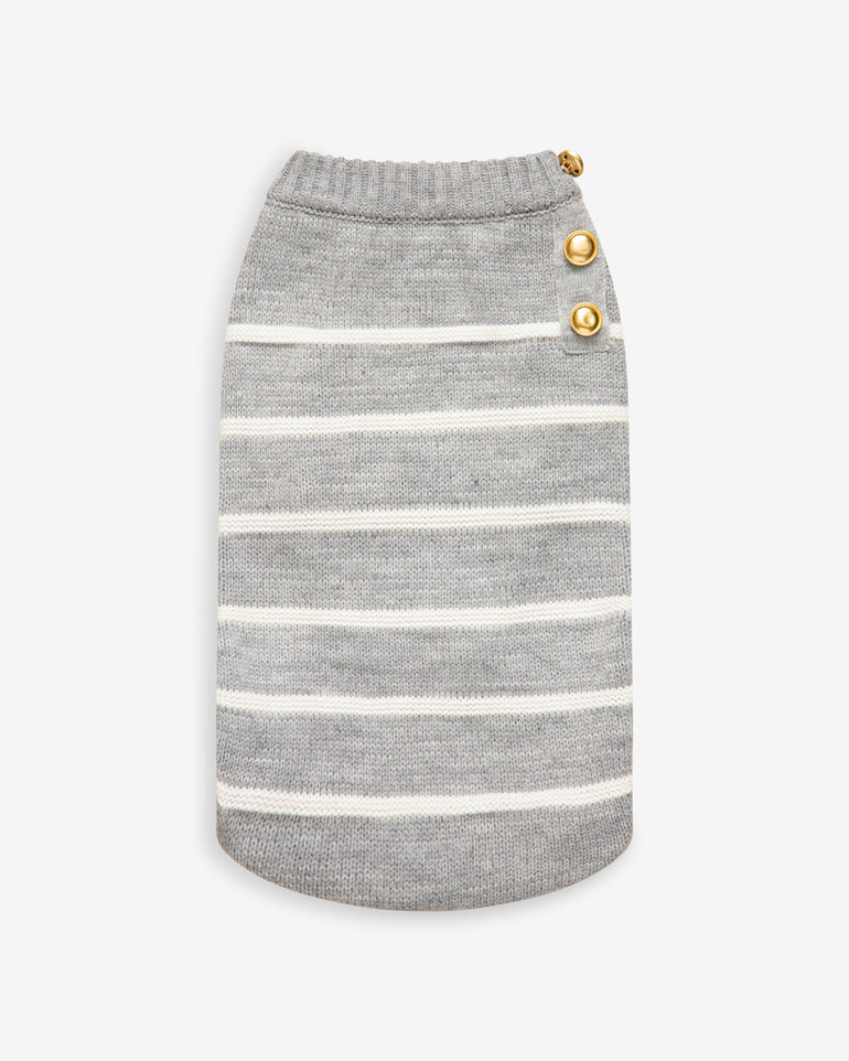 Gray Side Henley Striped Sweater