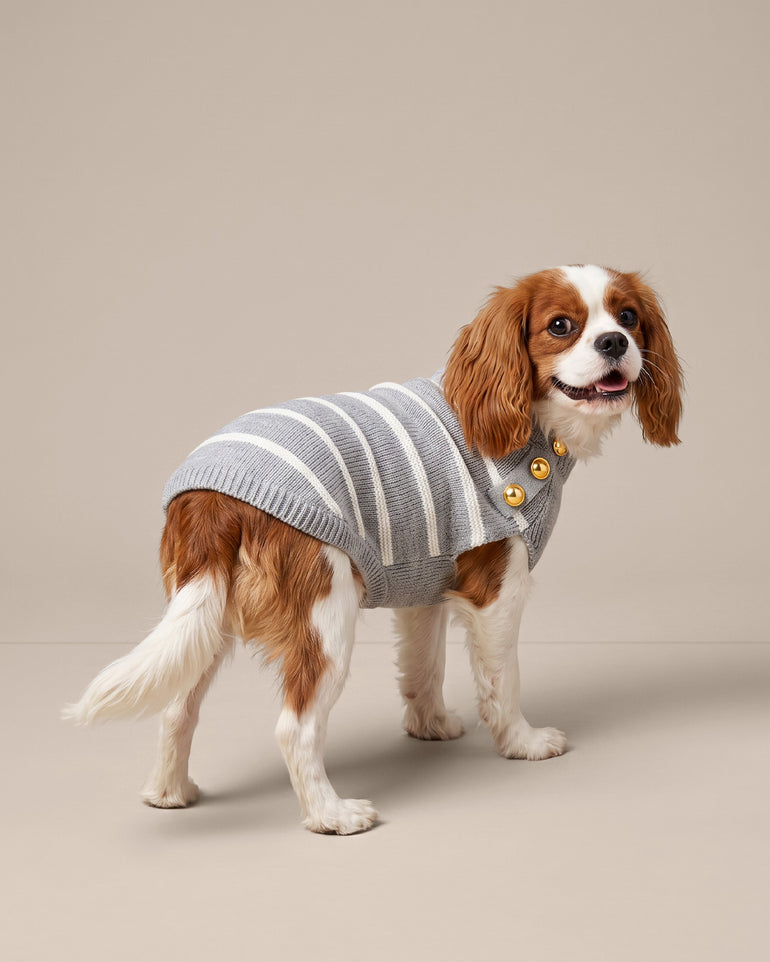 Gray Side Henley Striped Sweater