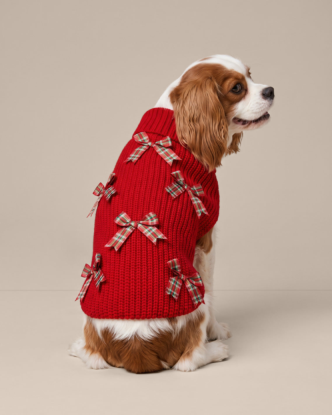 Red Cable Knit Bow Sweater