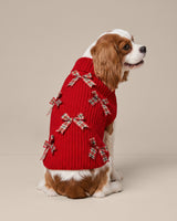 Red Cable Knit Bow Sweater