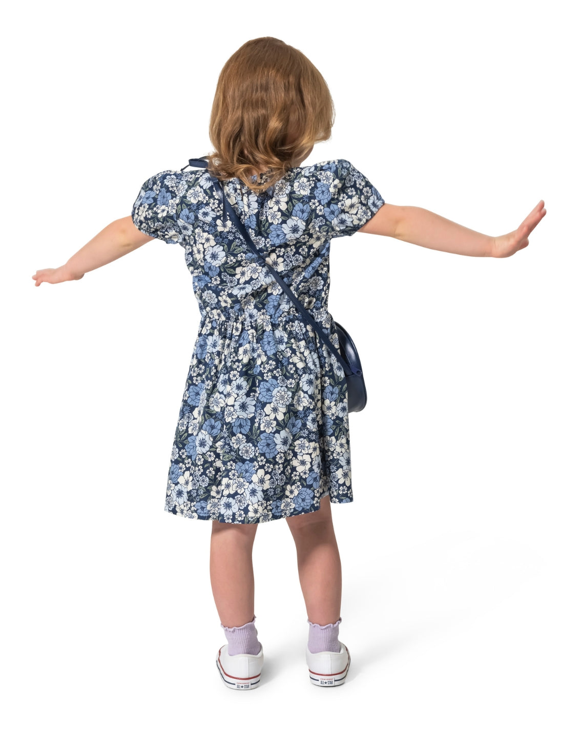 Girls' Short-Sleeve Floral Dress And Purse Set