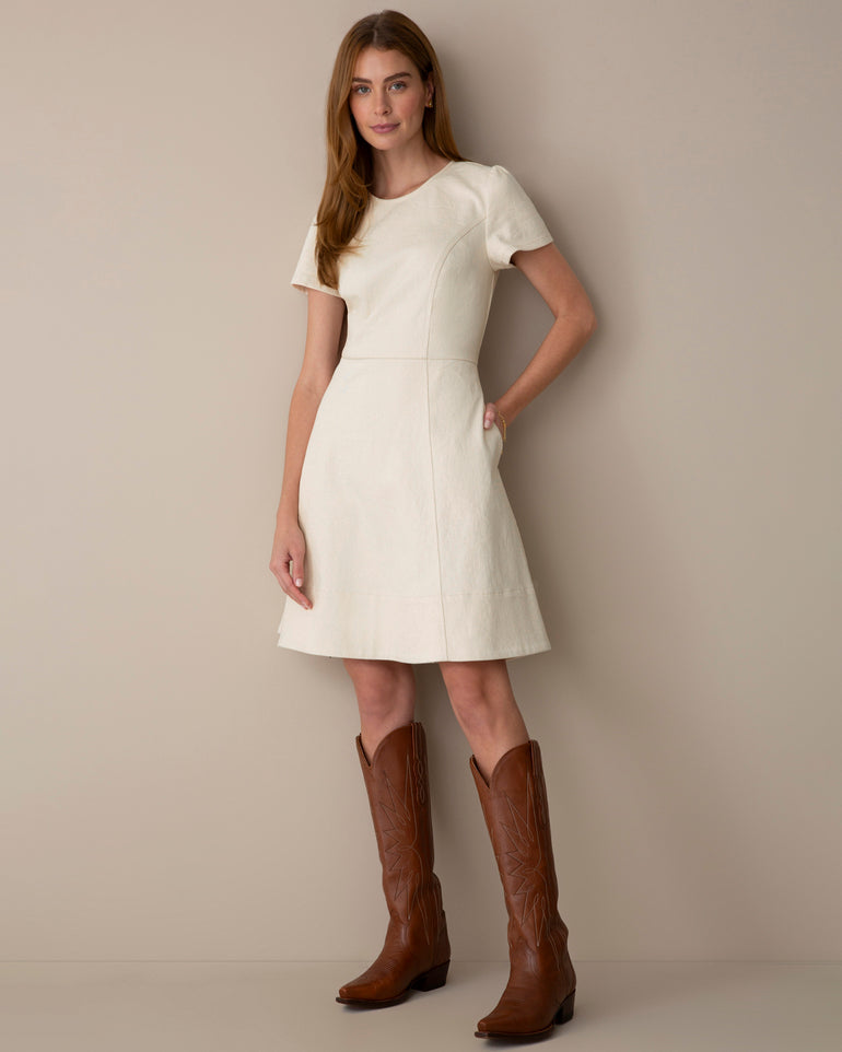 Florence Natural Seamed Denim Dress
