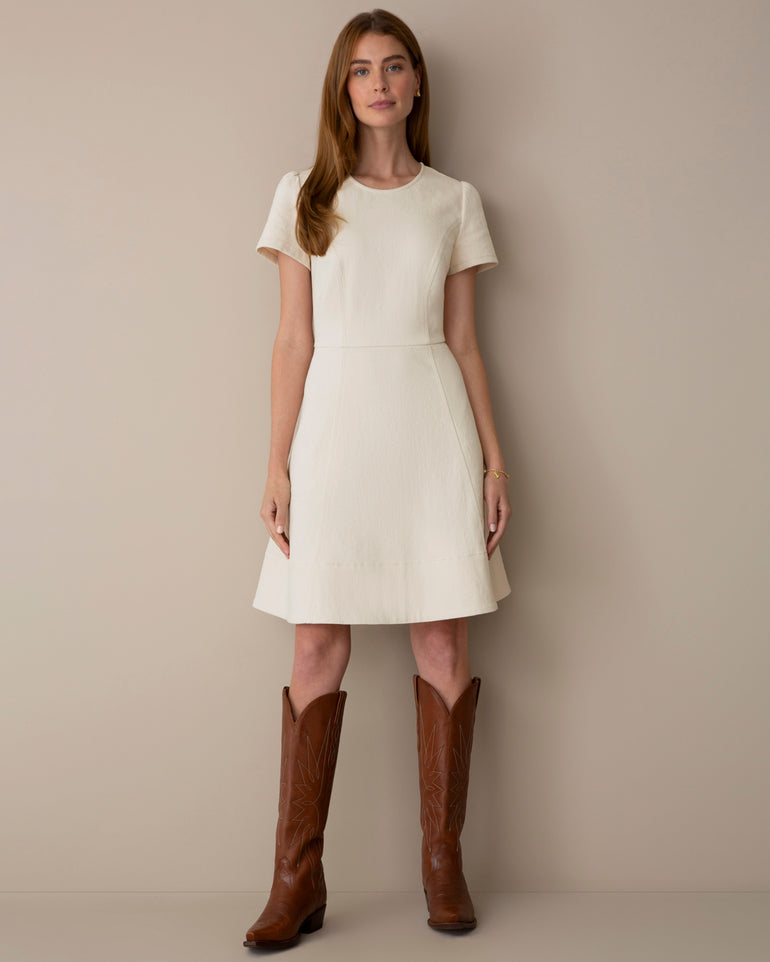 Florence Natural Seamed Denim Dress