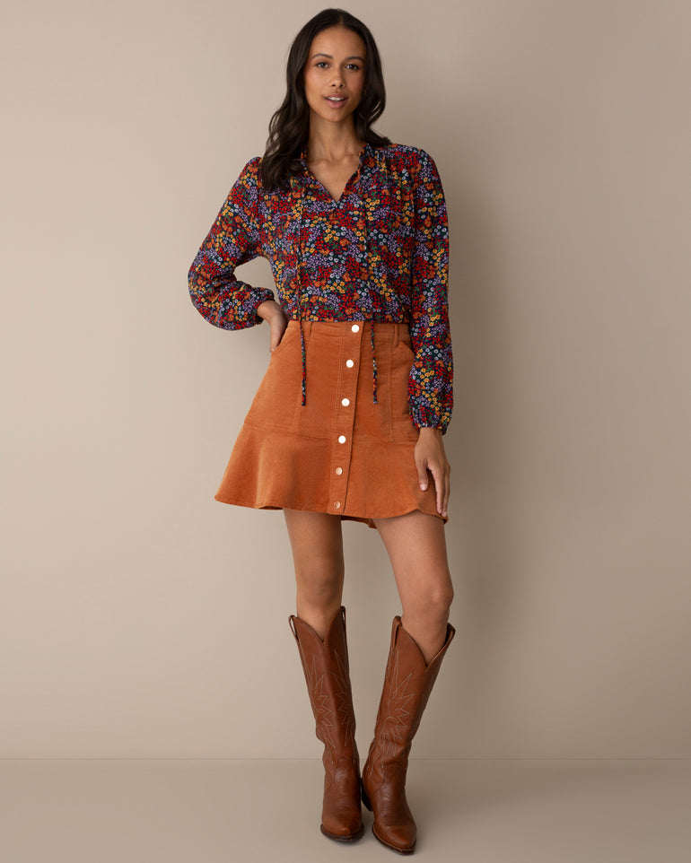 Cord Skirt in Amber Brown