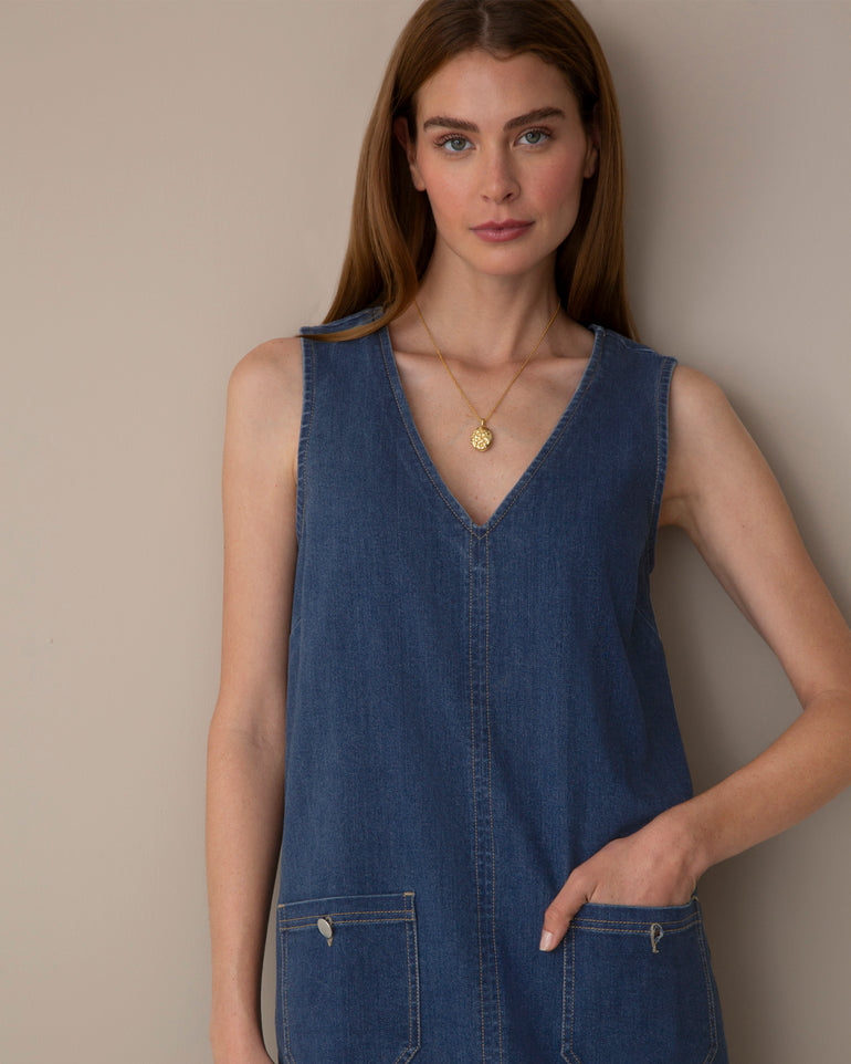 Claire Denim V-Neck Mod Dress