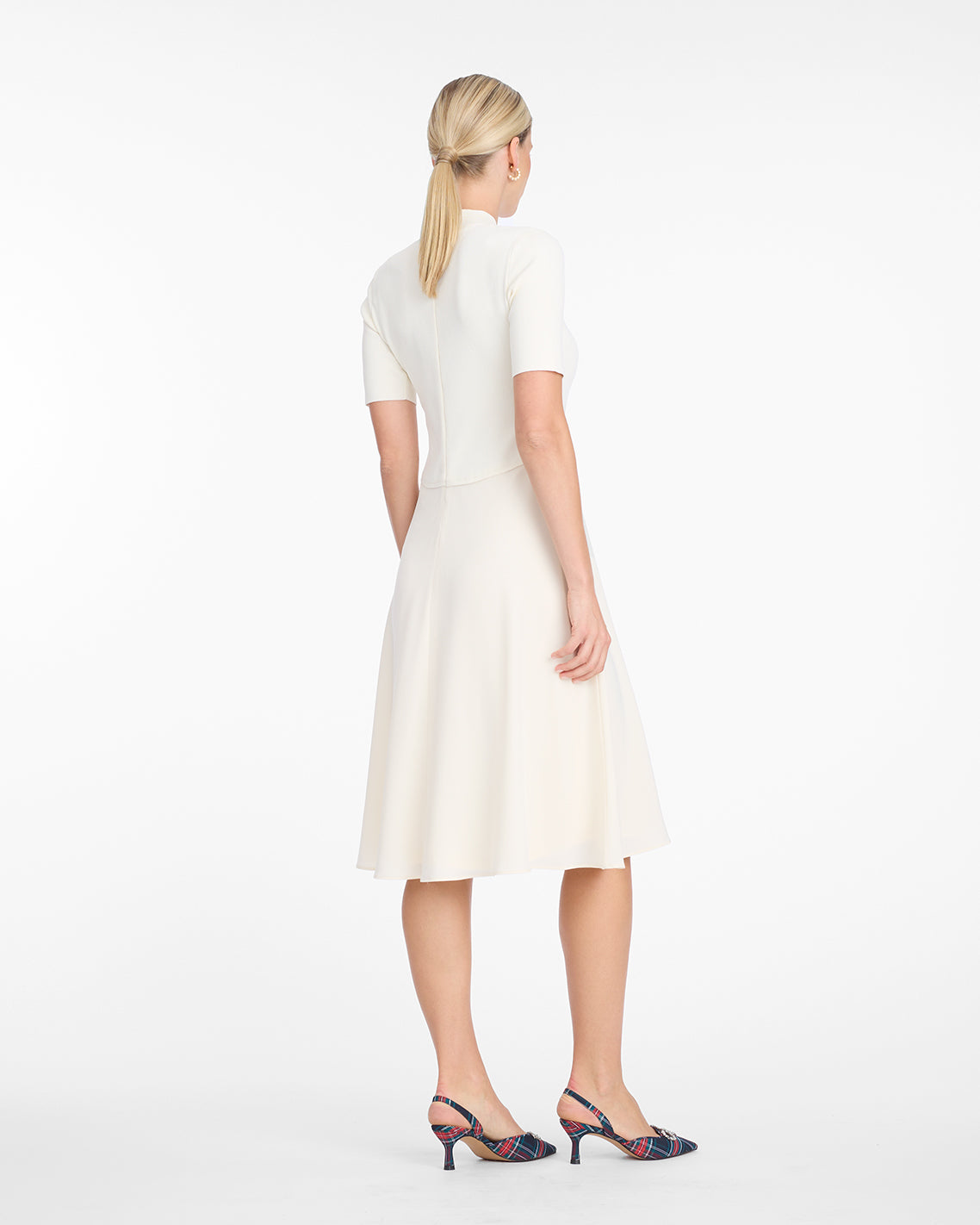 Ava Mixed Media Midi Dress in Frosted