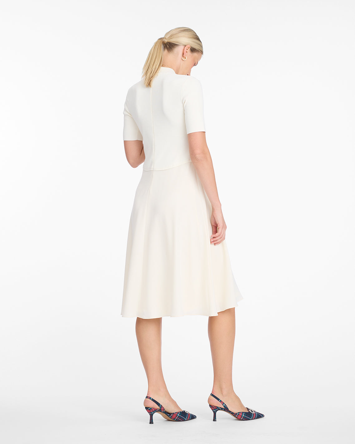 Ava Mixed Media Midi Dress in Frosted