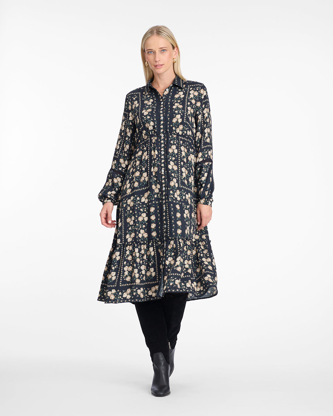 Beverly Midi Dress in Wallpaper Floral