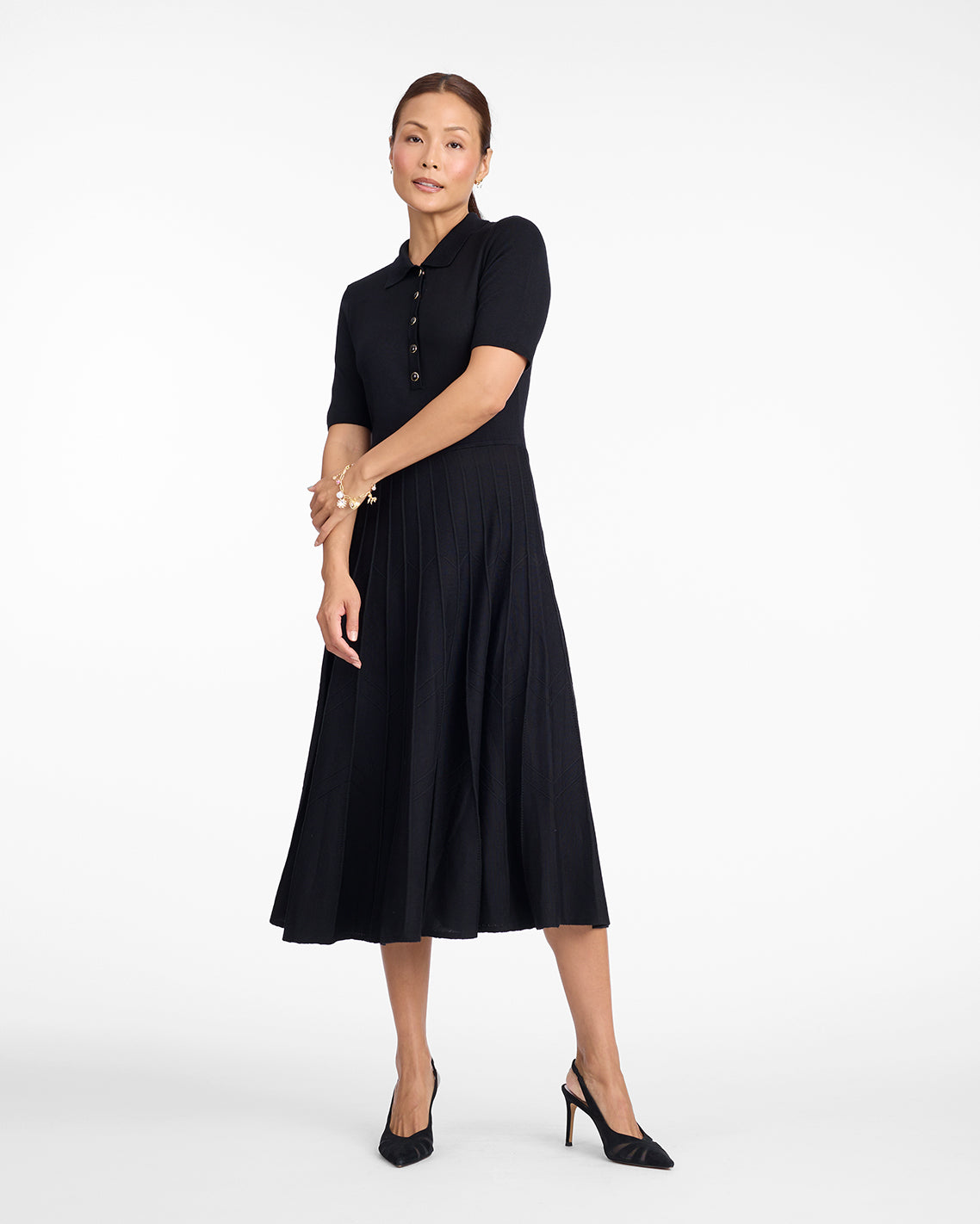 Collared Midi Dress | Color - Black / Xs | Draper James Collared Midi Dress | Color - Black / Xs | Draper James