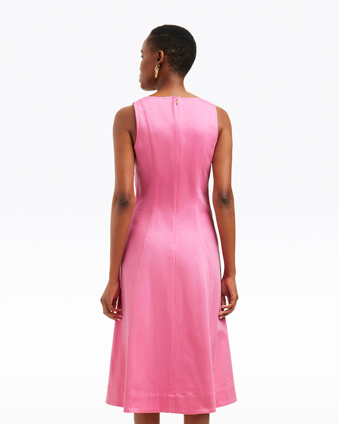 Genevieve Square Neck Sleeveless Midi Dress | Color - Pink / 0 Genevieve Square Neck Sleeveless Midi Dress | Color - Pink / 0