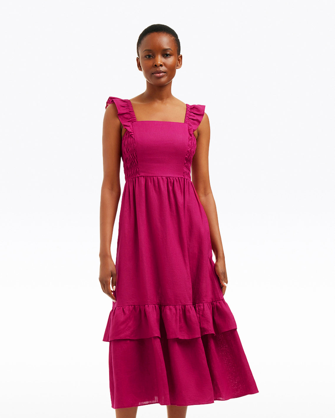 Carrie Midi Dress in Raspberry Pink | Color - Raspberry Pink / 2X