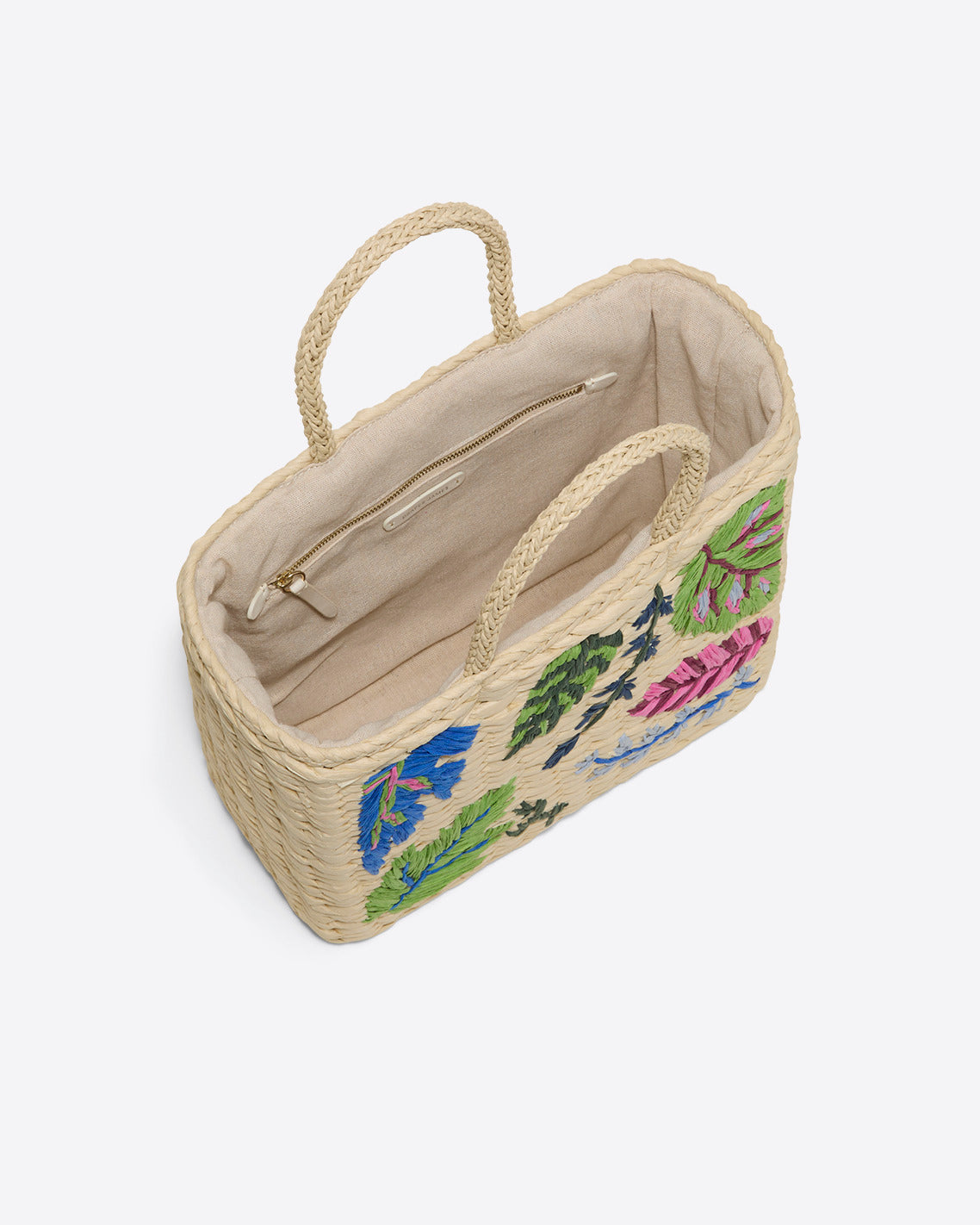 Embroidered Straw Tote