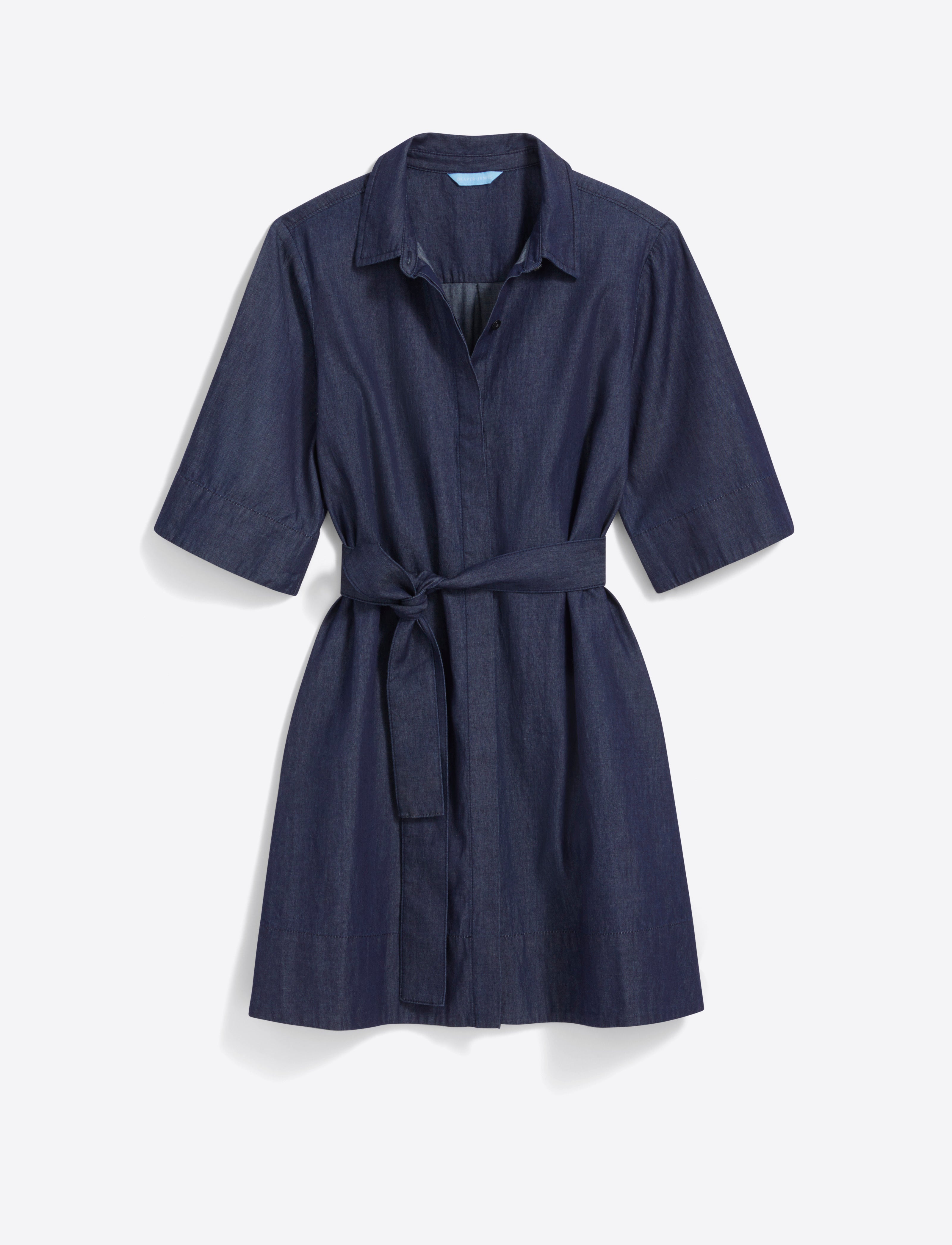 Riley Mini Shirtdress in Chambray | Color - Dark Wash Chambray / XXL Riley Mini Shirtdress in Chambray | Color - Dark Wash Chambray / XXL