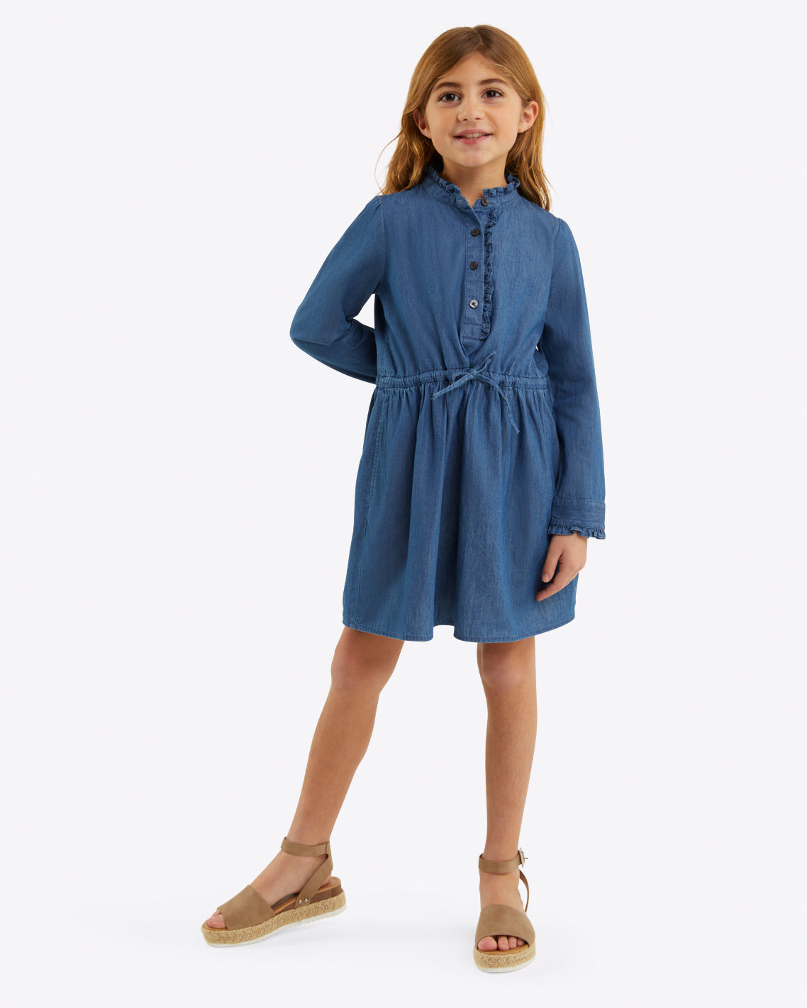 Ciara Babydoll Dress in Chambray – Draper James