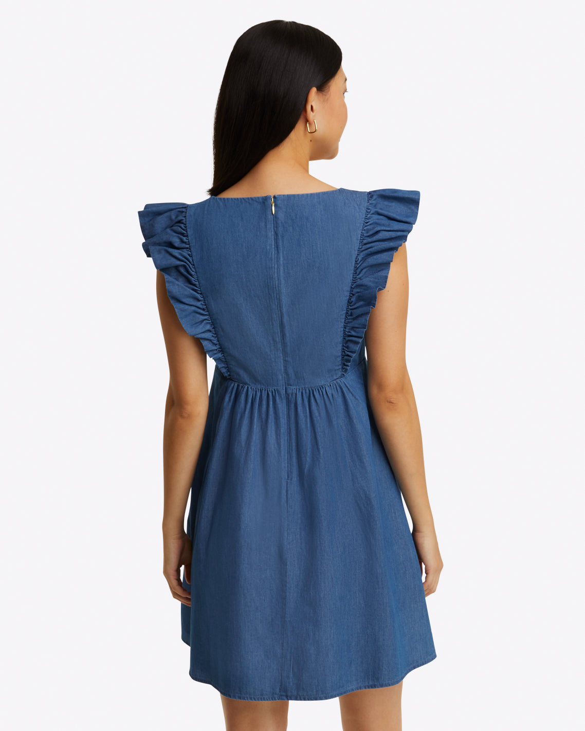 Ciara Babydoll Dress in Chambray