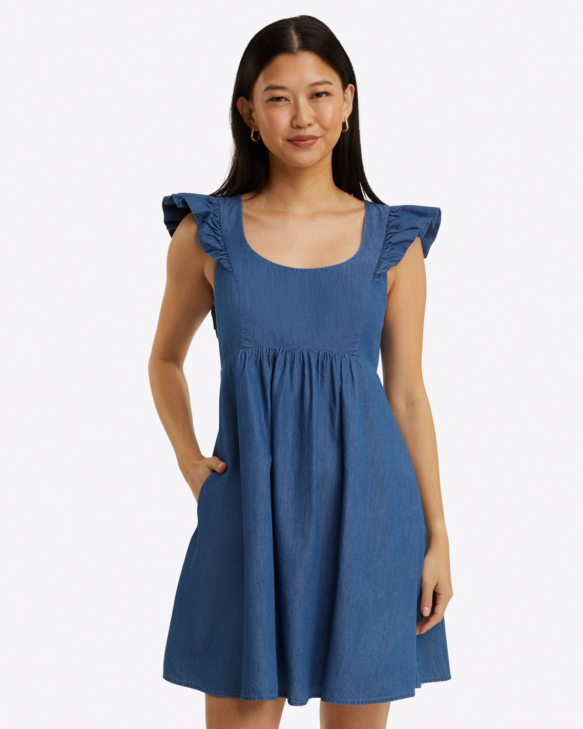 Ciara Babydoll Dress Chambray