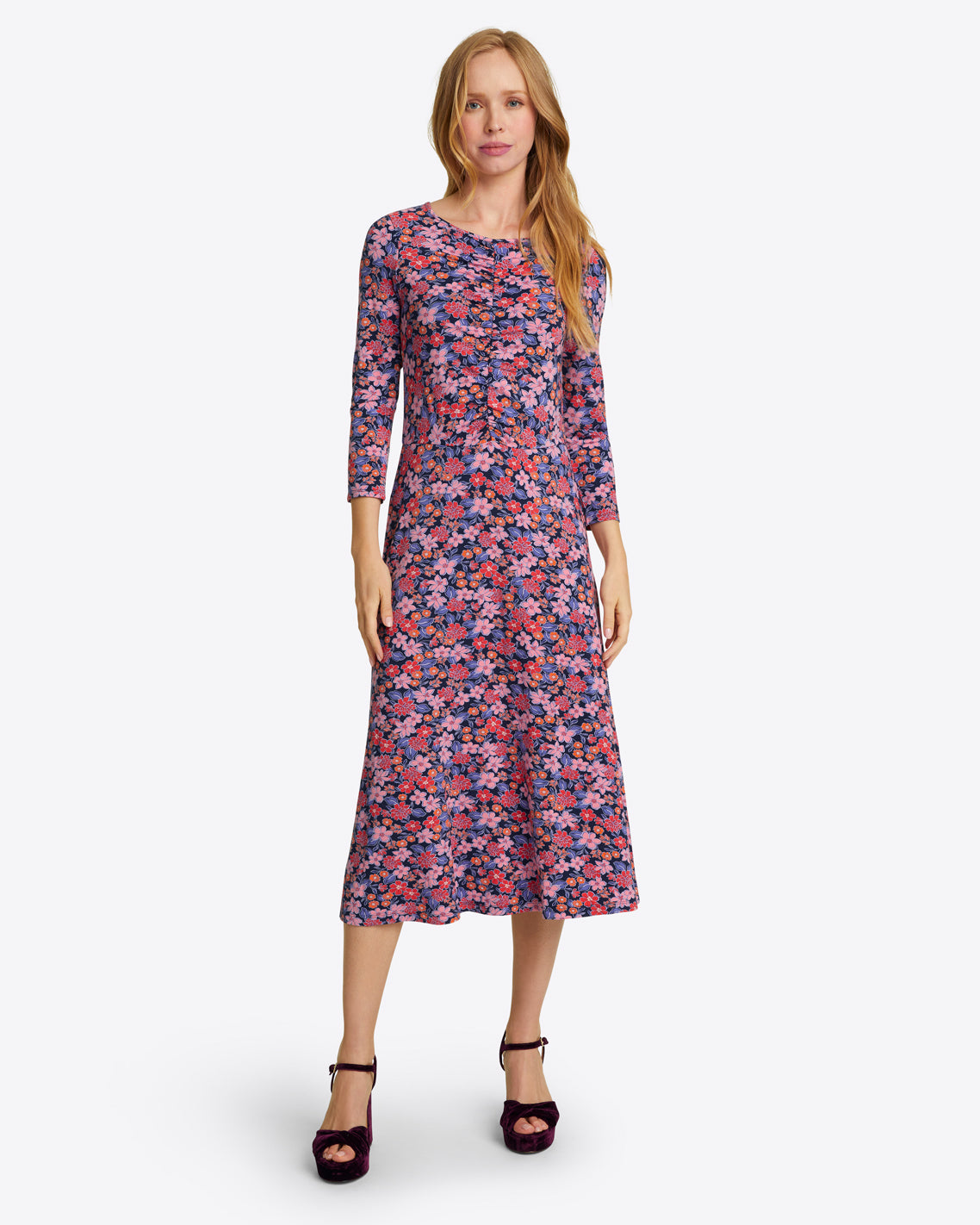 Tae Midi Dress Abstract Dahlia