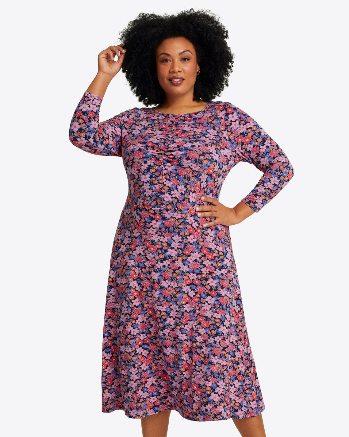 Tae Midi Dress Abstract Dahlia