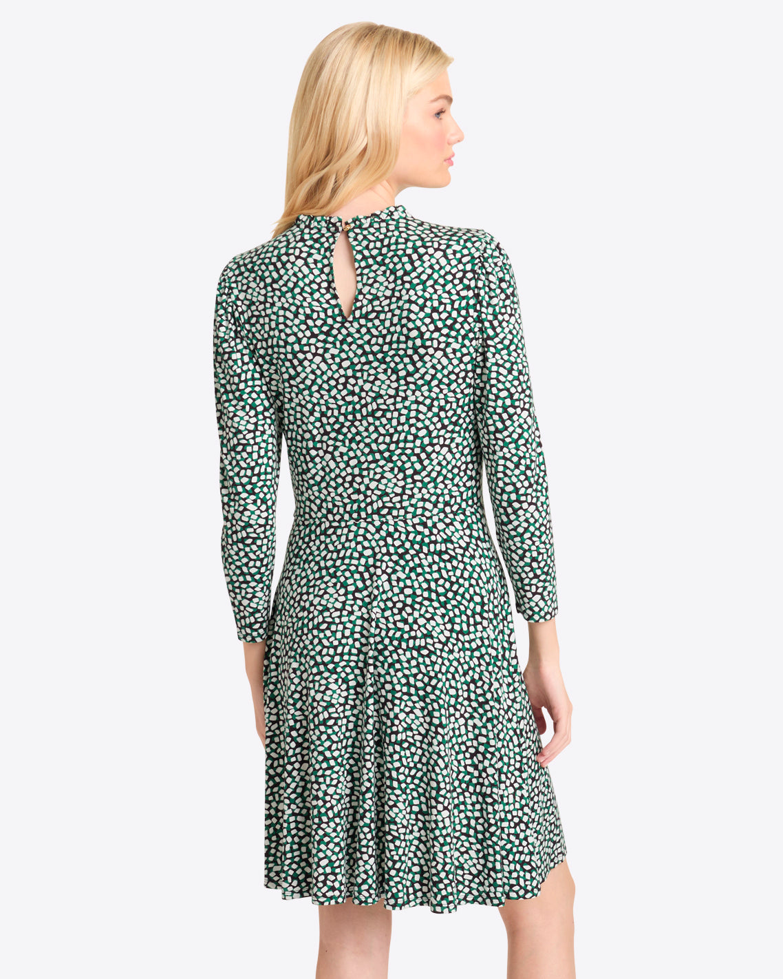 Julia Mini Dress Green Square Dot