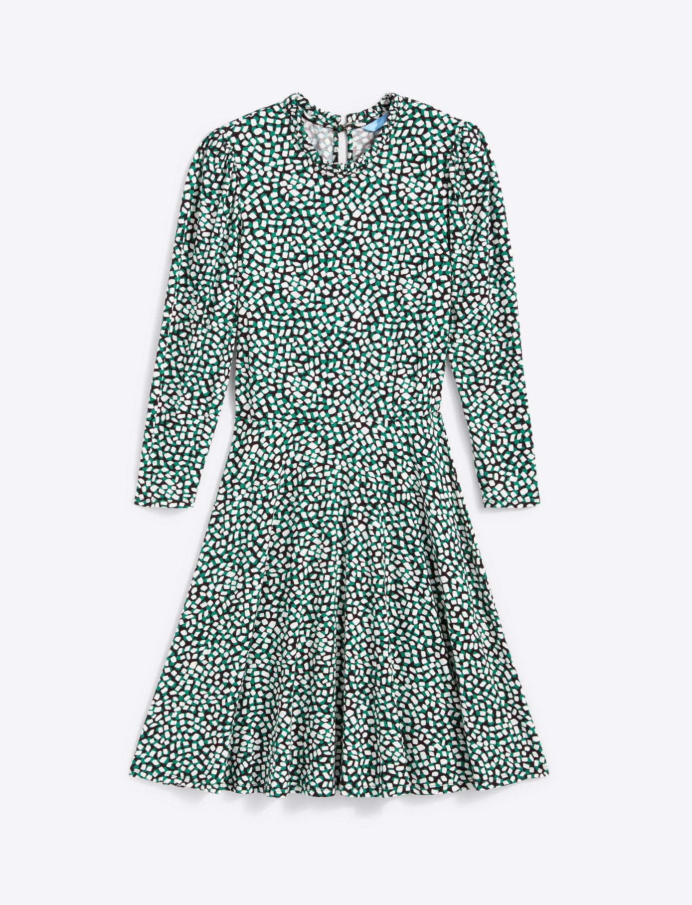 Julia Long Sleeve Mini Dress in Green Square Dot